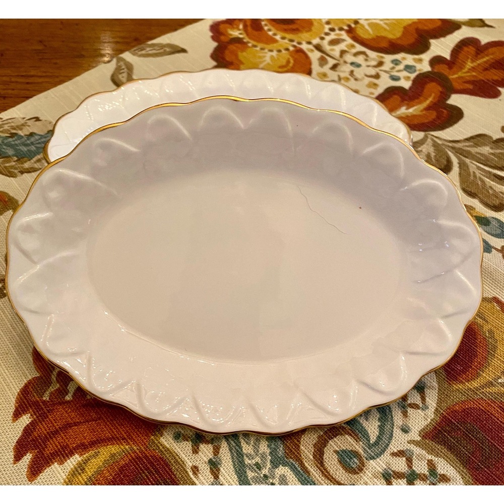 Vintage Royal Worcester Fern Leaf Dishes,‎ Bone China with Gold Trim